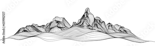 Photographie Mountains line art wallpaper