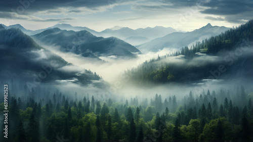 beautiful foggy morning in the mountains © Daniel