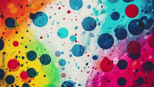 Abstract Art CMYK Print Ink Paint Splatter Dots Background Blending Motion Loop