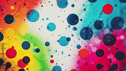 Abstract Art CMYK Print Ink Paint Splatter Dots Background Stop Motion Loop
