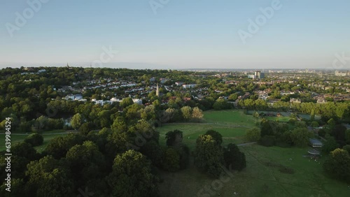 London cityscape aerial Highgate East view at sunset photo