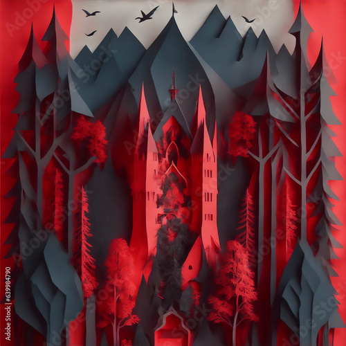 Enchanted Castle: Paper Cut Forest Illustration