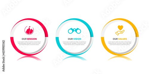 Mission Vision Values infographic Banner template. Company goal infographic design with Modern flat icon design. vector illustration infographic icon design banner.