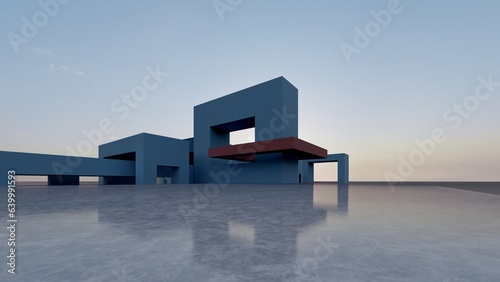 Fototapeta Naklejka Na Ścianę i Meble -  3d rendering architecture background building geometric shape