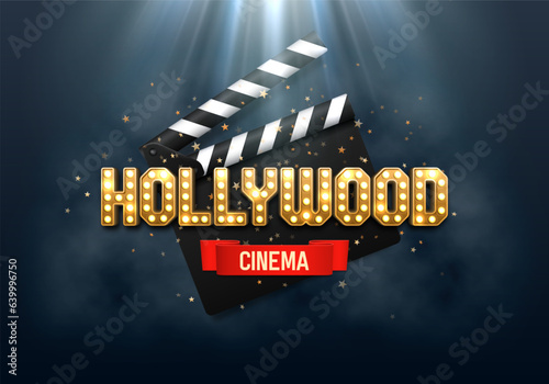 Foto Bright Hollywood sign with a clapperboard
