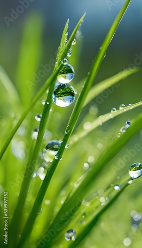 Grass with dew drops. photo