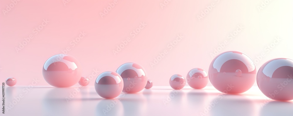 Floating spheres 3d rendering empty space for product show on pastel background. Generative AI Floating spheres 3d rendering empty space for product show on pastel background. Generative AI