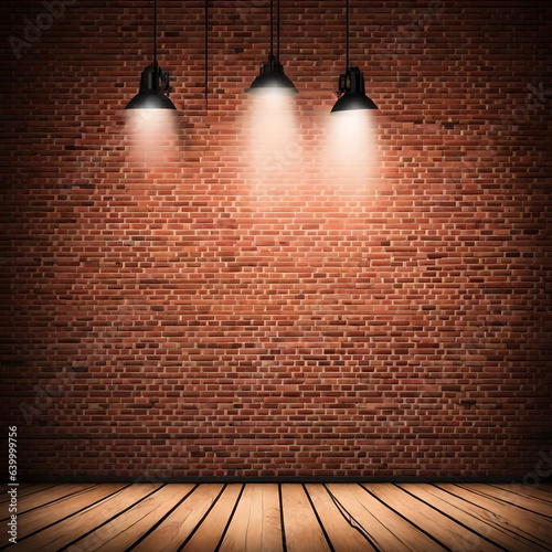 red brick wall background, Brick wall with spotlights for product display