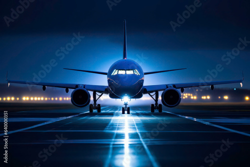 airplane at the airport at night