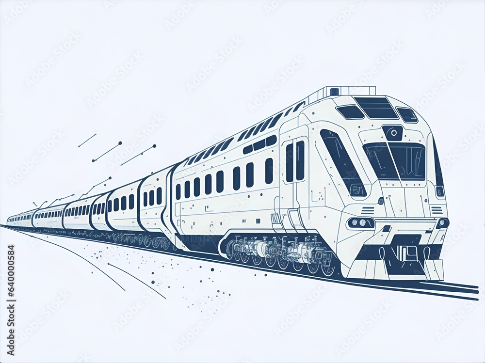 Modern train moving. AI generated illustration