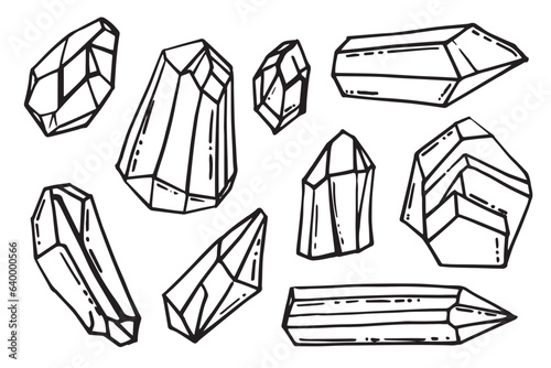 Set of pack hand-draw hand crystals doodle clipart elements. For planner, journal. Hand drawn design. Cute Vector illustration design.