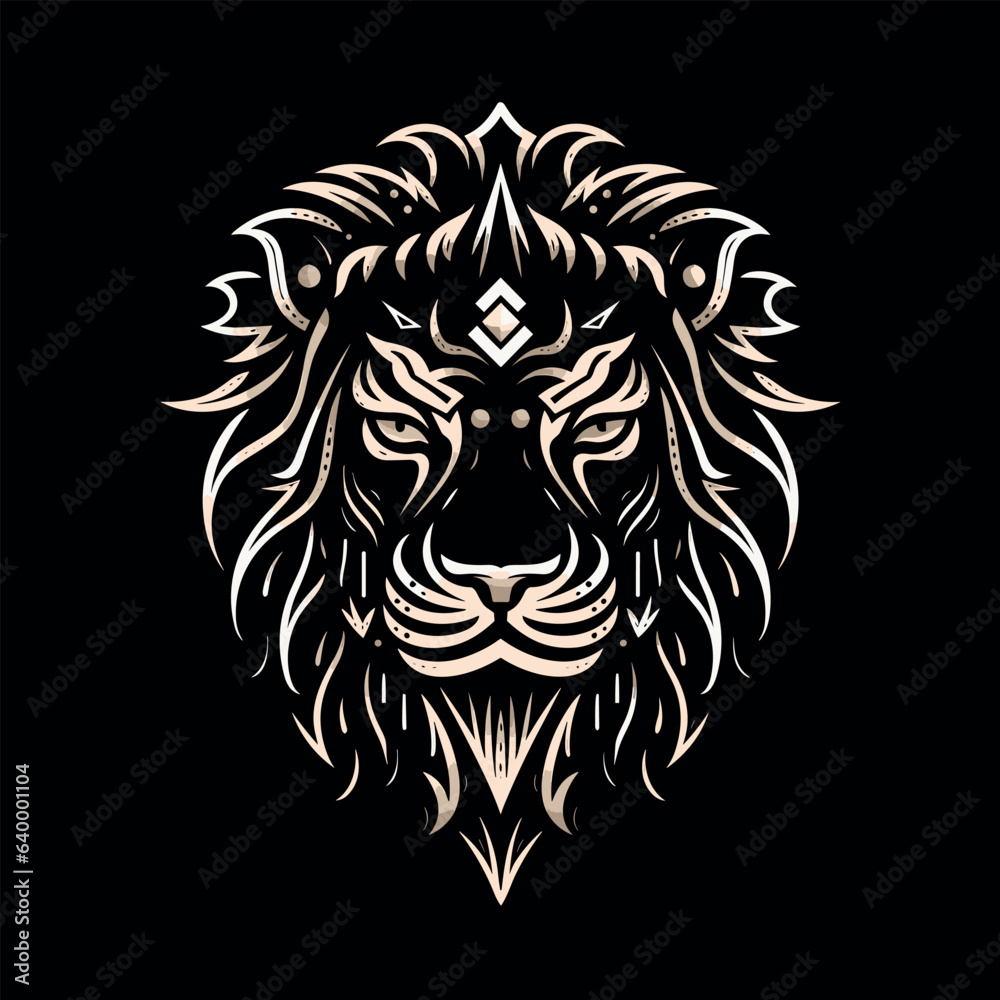 Black Background Elegant Lion Illustration in Vector