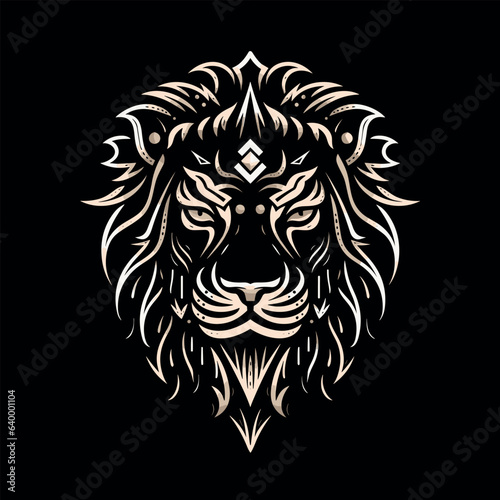 Black Background Elegant Lion Illustration in Vector