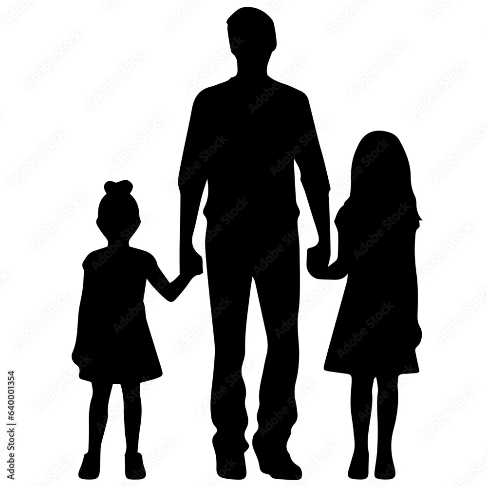 Vector illustration silhouettes of family on a white background