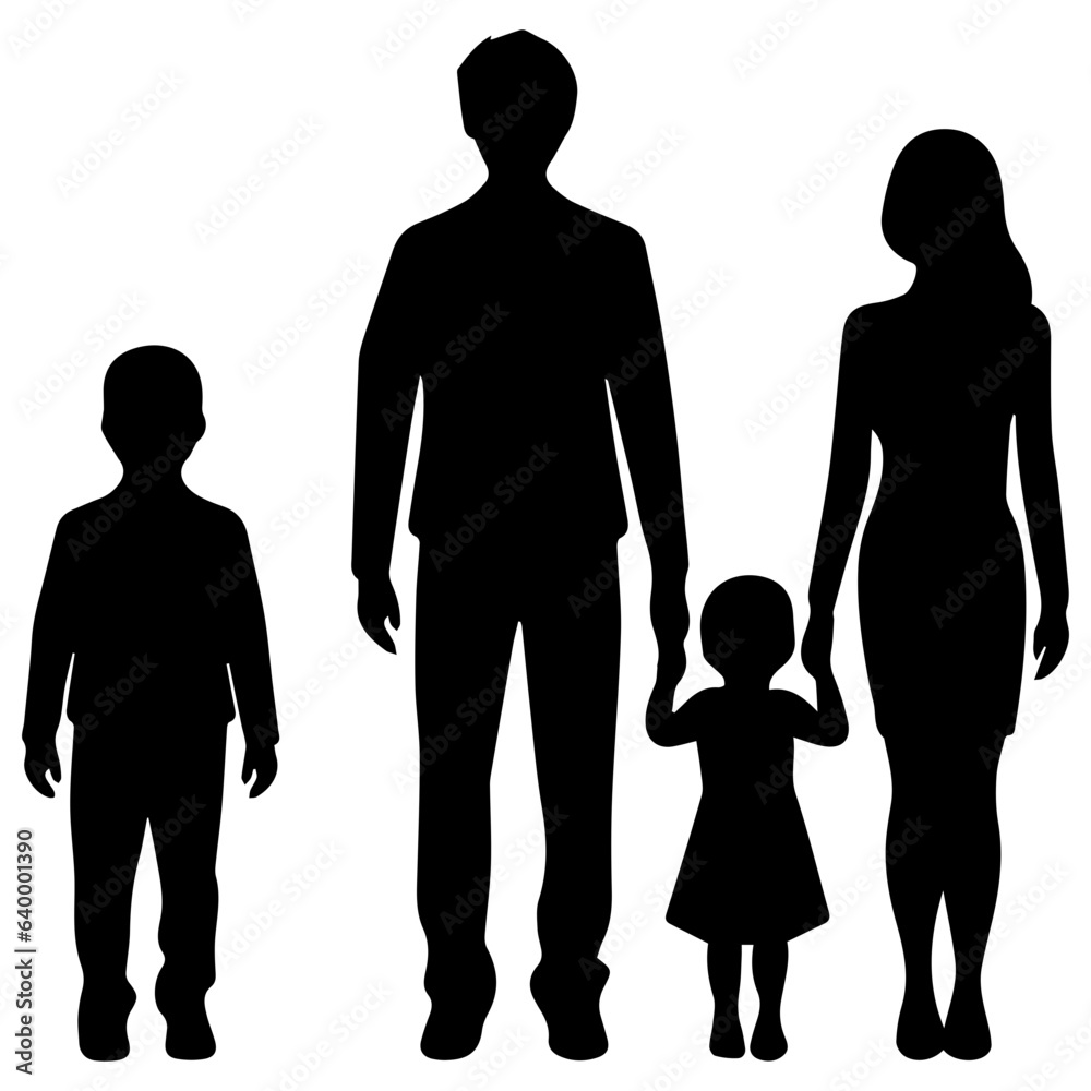 Vector illustration silhouettes of family on a white background Vector illustration silhouettes of family on a white background