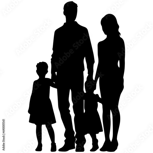 Vector illustration silhouettes of family on a white background