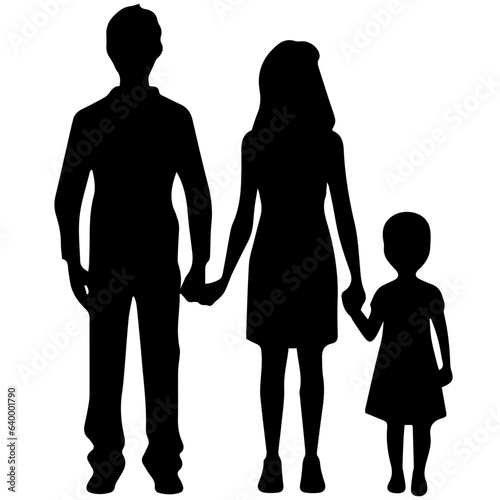 Vector illustration silhouettes of family on a white background