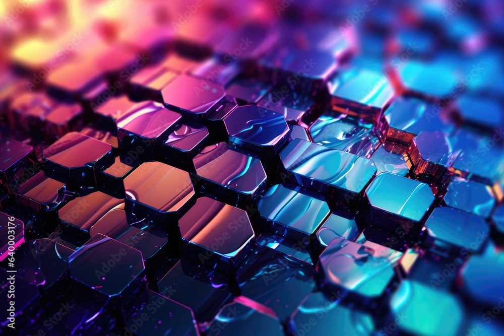 Fusion of geometric shapes, metallic surfaces, and illuminated lines. Generative AI Fusion of geometric shapes, metallic surfaces, and illuminated lines. Generative AI
