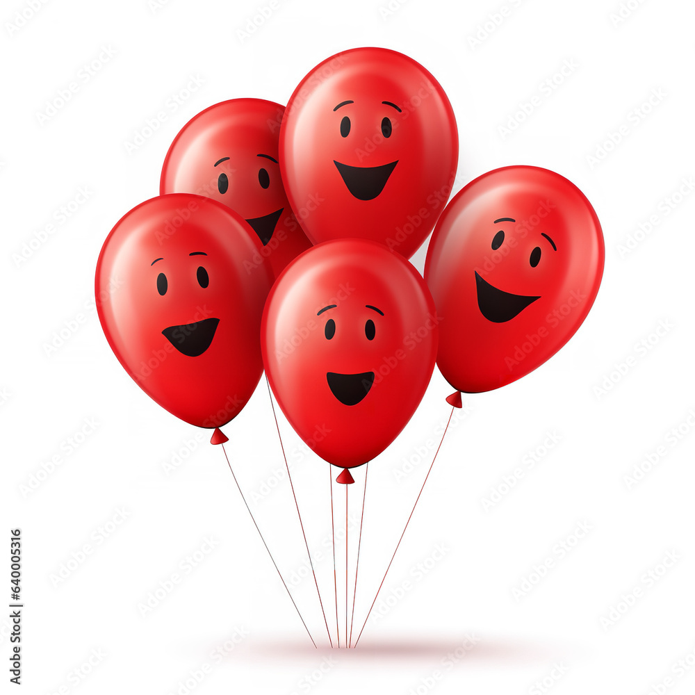 red balloons smiling isolated on white background Generative AI red balloons smiling isolated on white background Generative AI