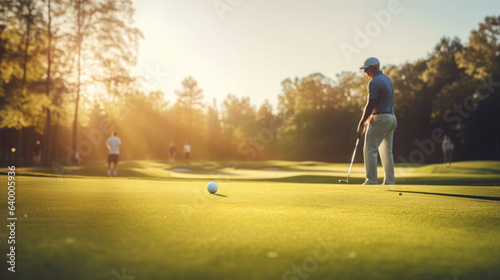 Golf player on professional golf course. AI generated