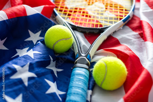 American flag with tennis rackets. © Angelov