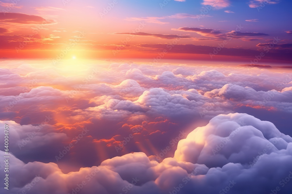 Heavenly sky Sunset above the clouds