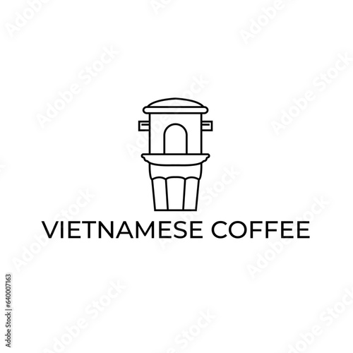 phin of vietnamese iced coffee simple vector logo