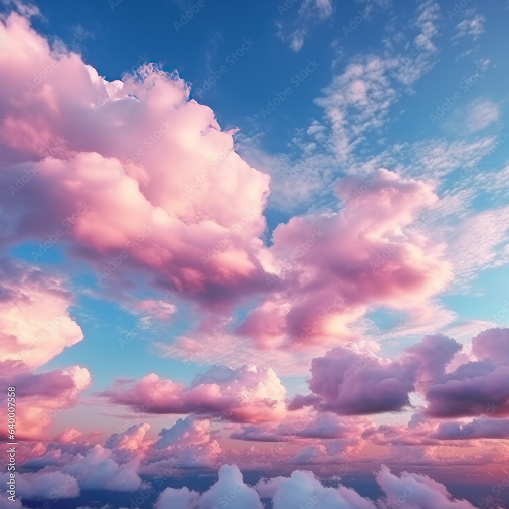 Pink sky and blue clouds feeling of romance
Pink sky and blue clouds feeling of romance