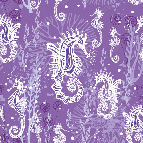 Seamless fashion pattern on a marine theme,