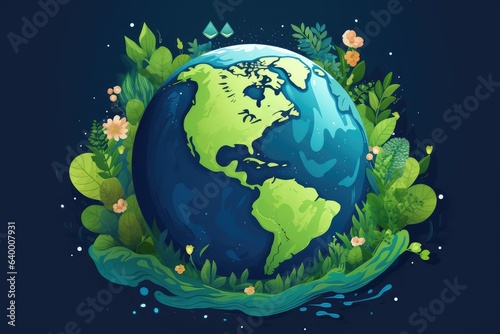 Illustration of a globe in an eco-design style © Celina