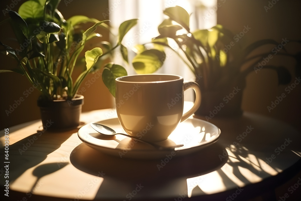 Morning vibe with white cup of coffee. Morning vibe with white cup of coffee.