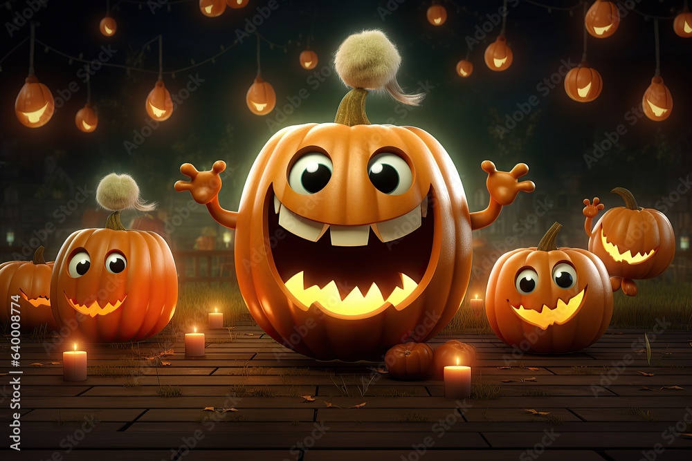 funny halloween pumpkin on spooky night funny halloween pumpkin on spooky night