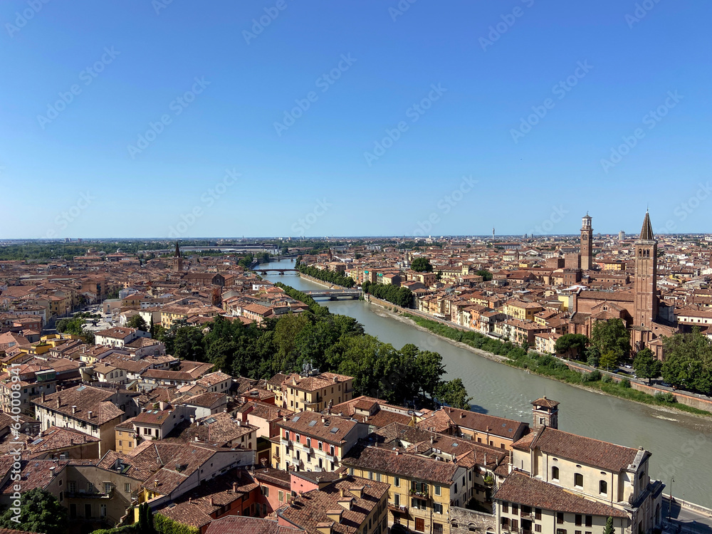 Panorama view of sunny Verona, a city in Italy