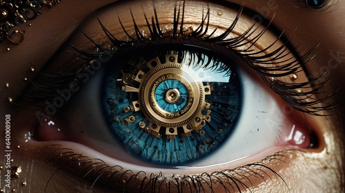 Fantasy mechanical eye with a mechanism inside