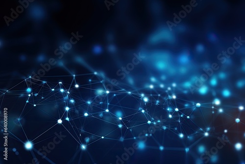 Abstract blue technology background with connection lines and dots. 3d rendering, Abstract digital network connection blue background, AI Generated