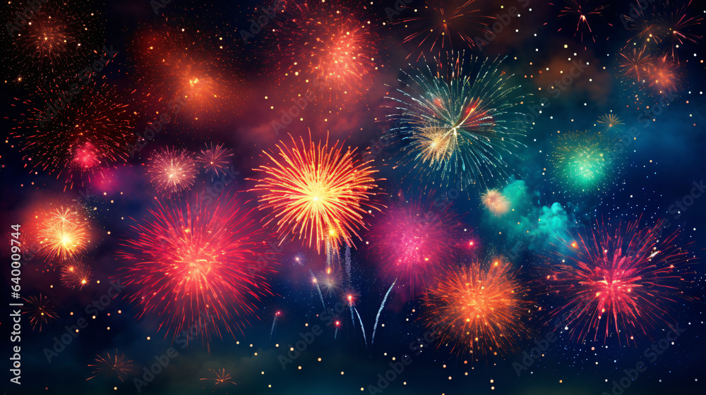 Fireworks In The Night Sky New Year's Eve Background