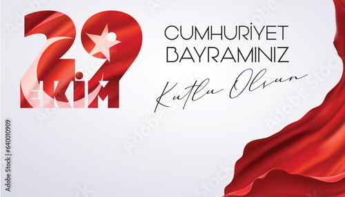 29 Ekim Cumhuriyet Bayrami kutlu olsun, Republic Day in Turkey. Translation: Happy 29 October Turkey Republic Day. Vector illustration, poster, celebration card, graphic, post and story design.