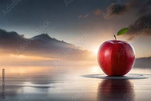 an apple with dew drops