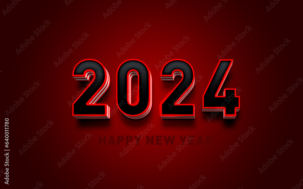 Red 3D 2024 text, new year celebration. Red 3D 2024 text, new year celebration.