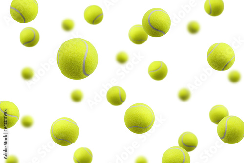 Falling Tennis ball, isolated on white background, selective focus photo