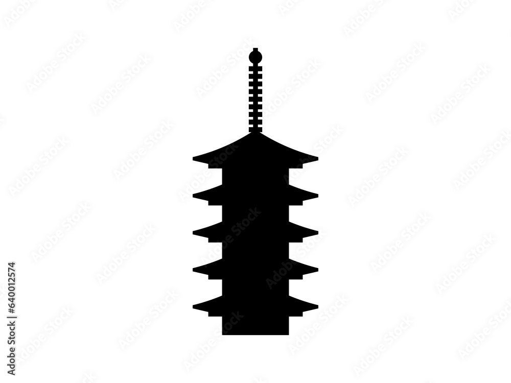 シンプル五重塔アイコン:黒 Stock Illustration | Adobe Stock