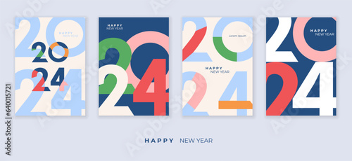 Cover design of 2024 happy new year. Strong typography. Colorful and easy to remember. Happy new year 2024 design poster.