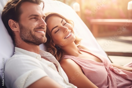 romantic couple, in love, happy and smiling