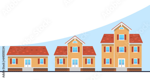 Concept of enlarging, expanding and improving property, buying bigger house. Real estate investment, mortgage loan for new apartment, construction business, vector cartoon flat illustration