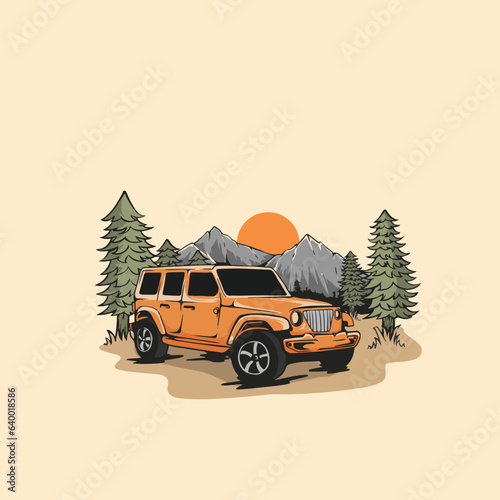 vintage jeep vector illustration for tshirt design
