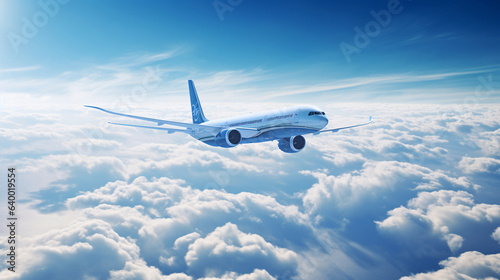 Aircraft soaring above the cloud-draped earth