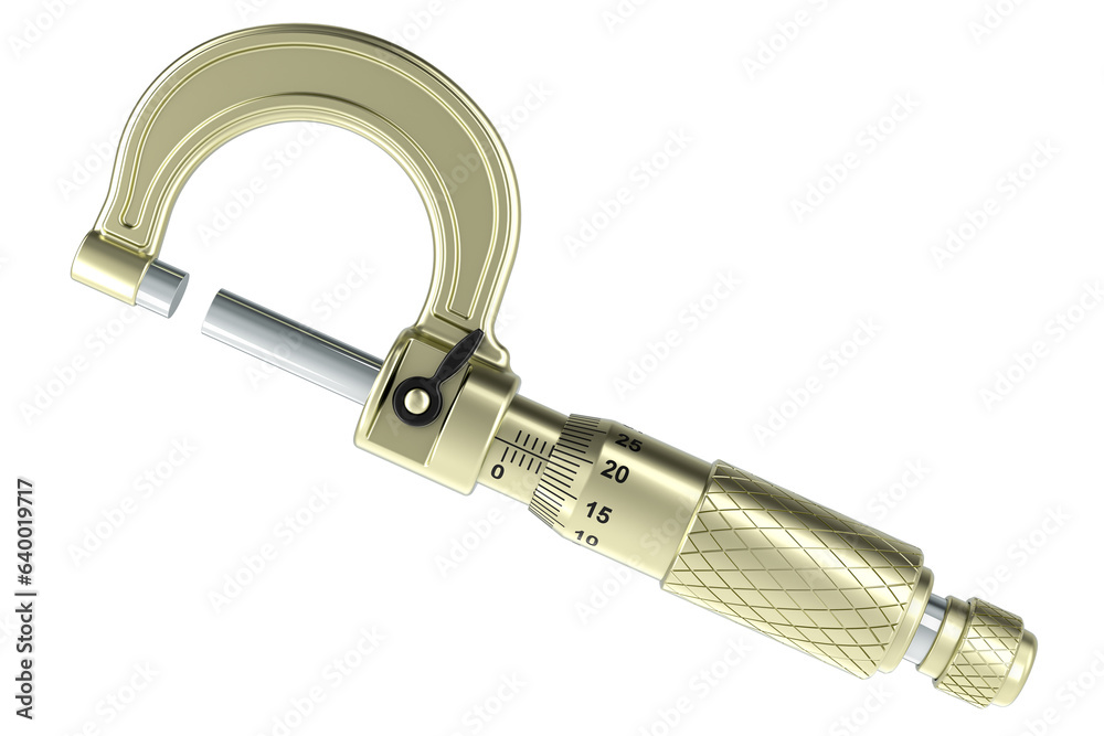 Micrometer, micrometer screw gauge. 3D rendering isolated on transparent background Micrometer, micrometer screw gauge. 3D rendering isolated on transparent background