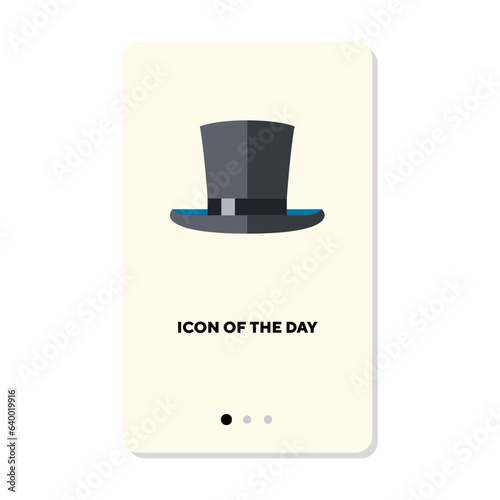 Top hat flat icon. History, costume, style isolated vector sign. Headdress and entertainment concept. Vector illustration symbol elements for web design and apps