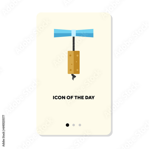 Winery equipment vector icon. Screw, corkscrew for opening wine bottles isolated sign. Wine production, industry, business, celebration concept. Vector illustration symbol element