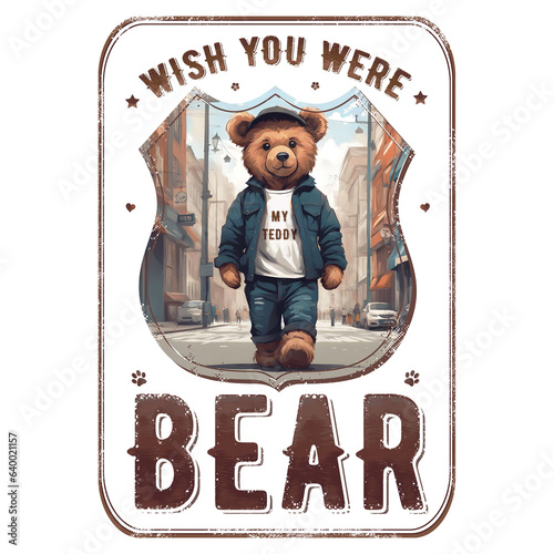 wish you were bear (funny love meme) Artwork for direct to garment printing and print on demand. Such as t-shirt graphics, stickers, prints, wall arts, home textiles, pajamas, mugs, logos etc. photo